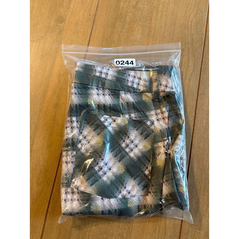 Cider Plaid Flare Pants Women Size M Green Yellow Daisy Button Retro 70s Style - Picture 14 of 14